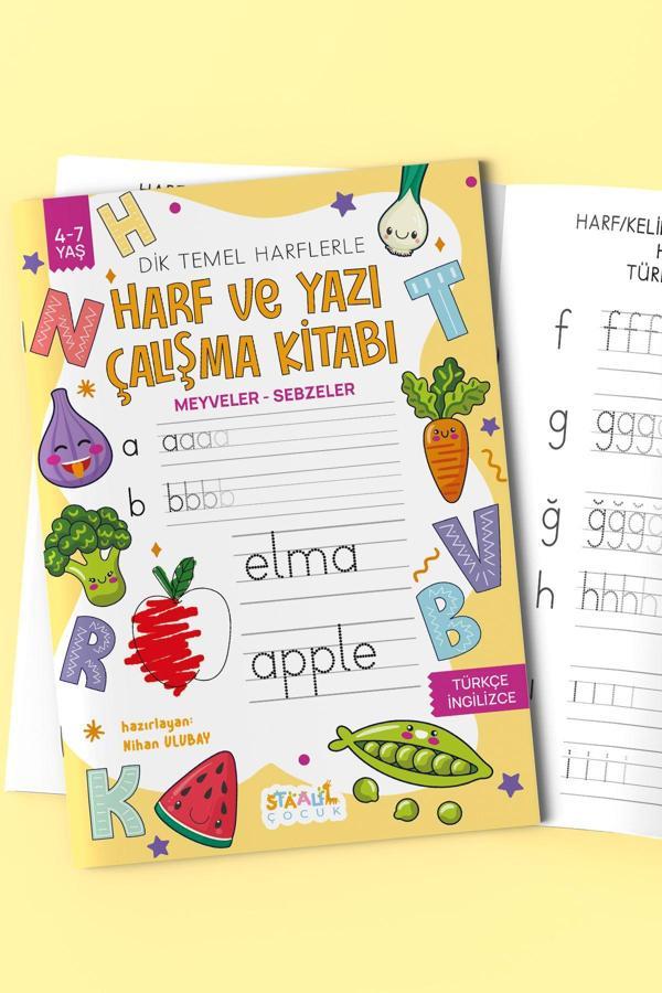 Harf ve Yazı Çalışma Kitabı - Meyveler / Sebzeler (Boyama ve Aktivite Kitabı) - Image 1