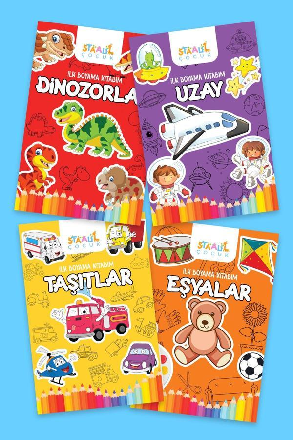 İlk Boyama Kitabım - Eğlenceli Boyama Seti 2 - Uzay / Dinozorlar / Taşıtlar / Eşyalar - Image 1