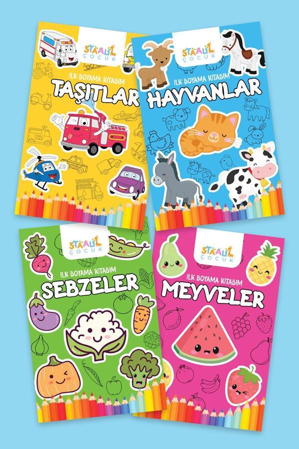 İlk Boyama Kitabım - Eğlenceli Boyama Seti 3 ( Meyveler - Sebzeler - Hayvanlar - Taşıtlar) - Image 1