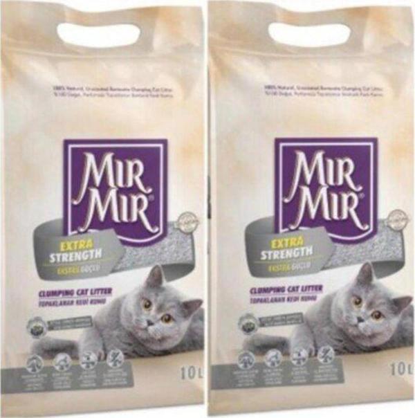 MırMır Aktif Karbonlu Extra Güçlü Topaklaşan Bentonit Kedi Kumu 2 X 10 L - Image 1