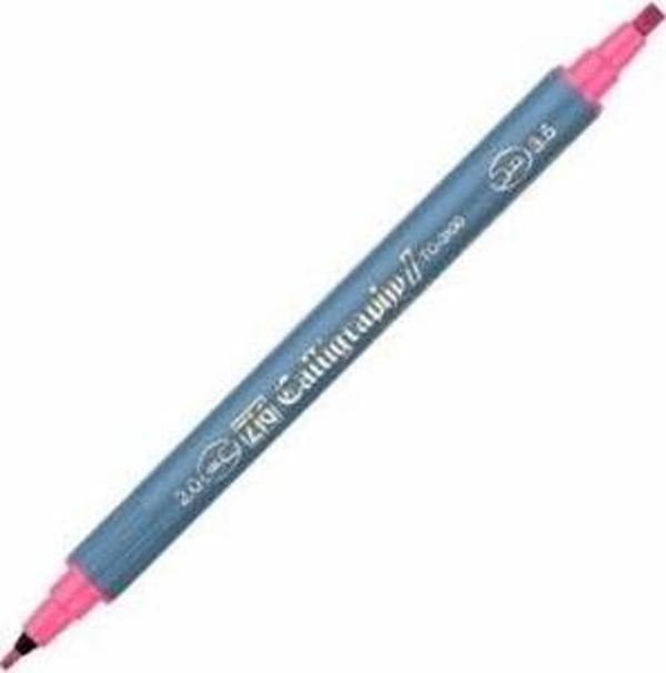 Zig Kaligrafi Kalemi Çift Uçlu 2 mm + 3.5 mm Pembe - Image 1