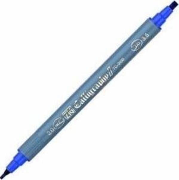 Zig Kaligrafi Kalemi Çift Uçlu 2 mm + 3.5 mm Mavi - Image 1