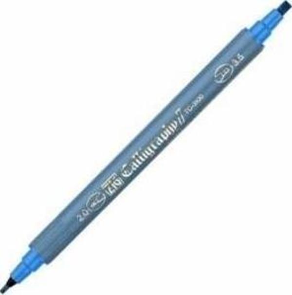 Zig Kaligrafi Kalemi Çift Uçlu 2 mm + 3.5 mm Açık Mavi - Image 1