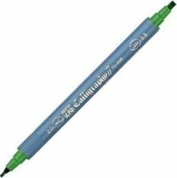 Zig Kaligrafi Kalemi Çift Uçlu 2 mm + 3.5 mm Yeşil - Image 1