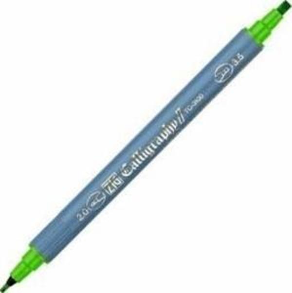 Zig Kaligrafi Kalemi Çift Uçlu 2 mm + 3.5 mm Açık Yeşil - Image 1