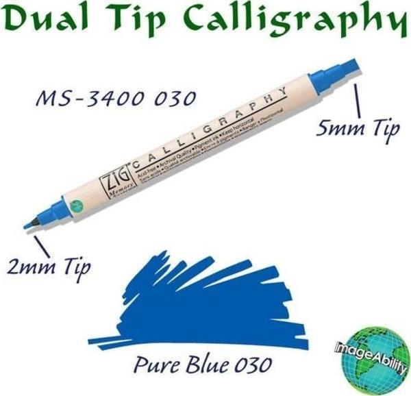 Zig Calligraphy Çift Uçlu Kaligrafi Kalemi 2 mm + 5 mm 030 Pure Blue - Image 1