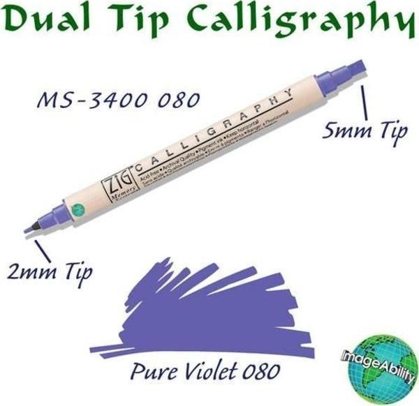 Zig Calligraphy Çift Uçlu Kaligrafi Kalemi 2 mm + 5 mm 080 Pure Violet - Image 1