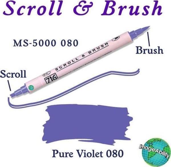 Zig Scroll & Brush Çift Çizgi ve Fırça Uçlu Kaligrafi ve Gölgeleme Kalemi 080 Pure Violet - Image 1