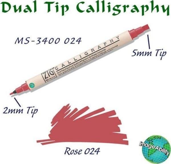 Zig Calligraphy Çift Uçlu Kaligrafi Kalemi 2 mm + 5 mm 024 Rose - Image 1