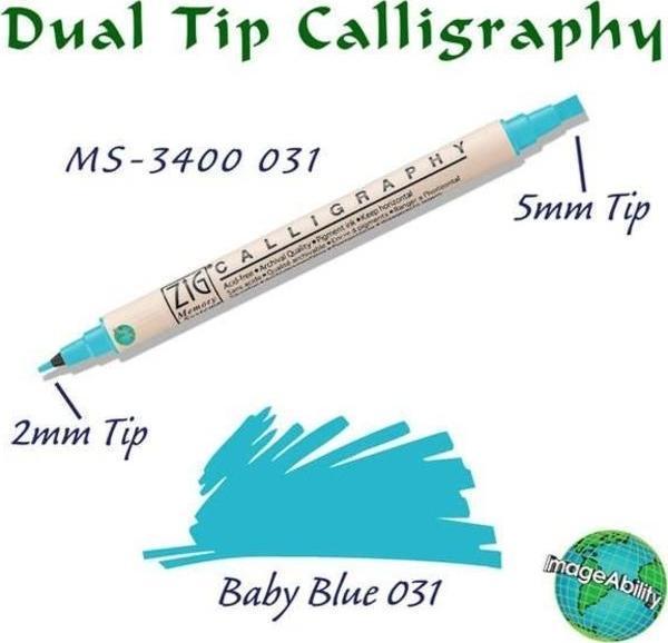 Zig Calligraphy Çift Uçlu Kaligrafi Kalemi 2 mm + 5 mm 031 Baby Blue - Image 1