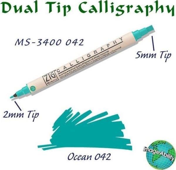 Zig Calligraphy Çift Uçlu Kaligrafi Kalemi 2 mm + 5 mm 042 Ocean - Image 1