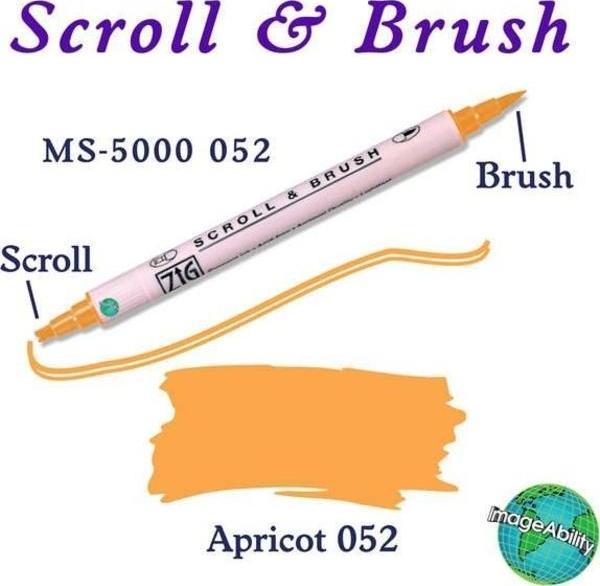 Zig Scroll & Brush Çift Çizgi ve Fırça Uçlu Kaligrafi ve Gölgeleme Kalemi 052 Apricot - Image 1
