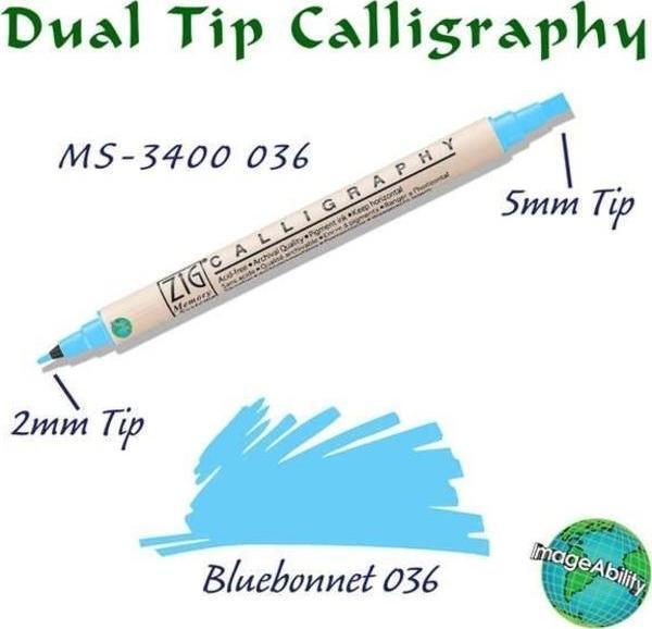 Zig Calligraphy Çift Uçlu Kaligrafi Kalemi 2 mm + 5 mm 036 Blue Bonnet - Image 1