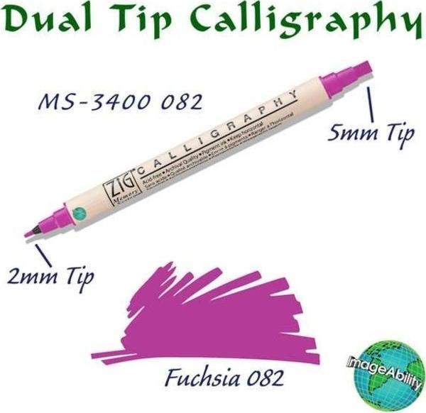 Zig Calligraphy Çift Uçlu Kaligrafi Kalemi 2 mm + 5 mm 082 Fuchsia - Image 1