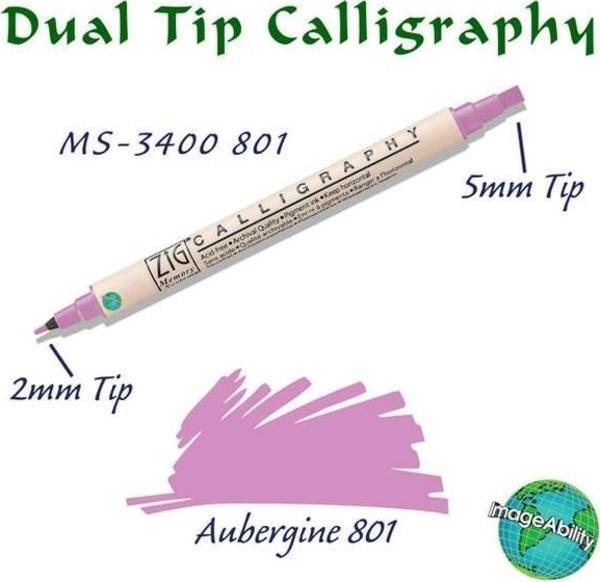 Zig Calligraphy Çift Uçlu Kaligrafi Kalemi 2 mm + 5 mm 801 Aubergine - Image 1