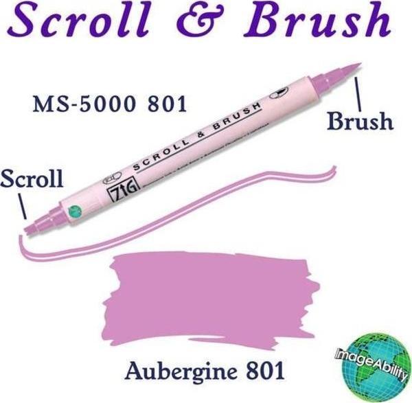 Zig Scroll & Brush Çift Çizgi ve Fırça Uçlu Kaligrafi ve Gölgeleme Kalemi 801 Aubergine - Image 1
