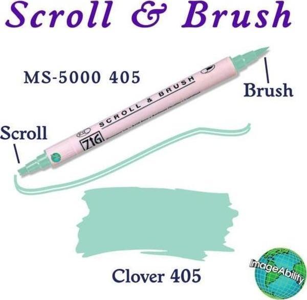 Zig Scroll & Brush Çift Çizgi ve Fırça Uçlu Kaligrafi ve Gölgeleme Kalemi 405 Clover - Image 1