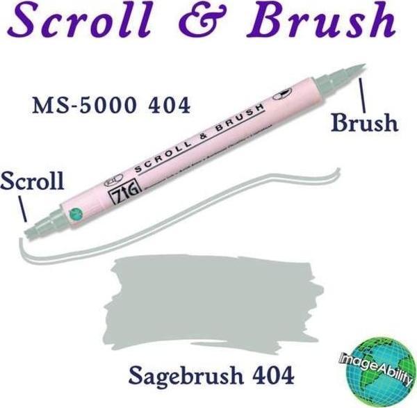 Zig Scroll & Brush Çift Çizgi ve Fırça Uçlu Kaligrafi ve Gölgeleme Kalemi 404 Sagebrush - Image 1
