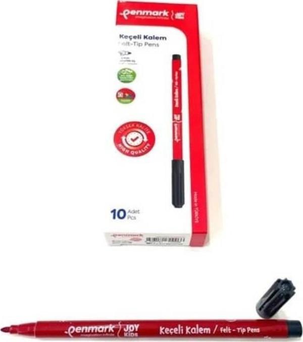 Penmark Süper Yıkanabilir Keçeli Kalem 10'lu Kutu KIRMIZI - Image 1