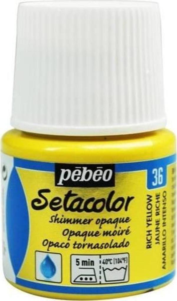Pebeo Setacolor Shimmer (Pırıltılı) Opak Kumaş Boyası 36 RICH YELLOW - Image 1
