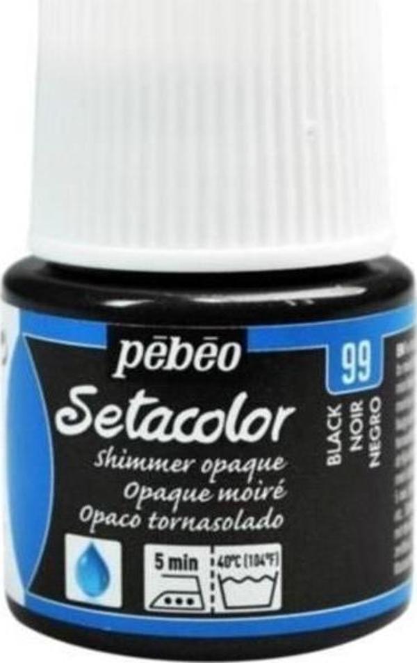 Pebeo Setacolor Shimmer (Pırıltılı) Opak Kumaş Boyası 99 BLACK - Image 1