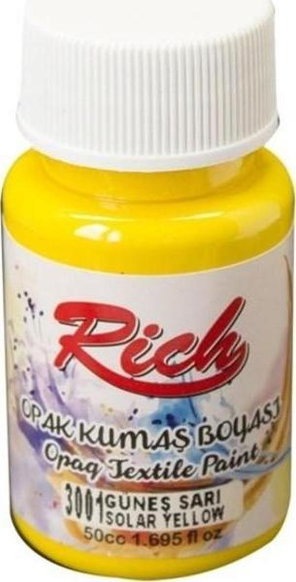 Rich Opak Kumaş Boyası 50 cc. 3001 GÜNEŞ SARI - Image 1