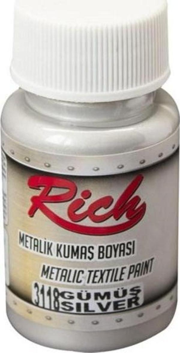 Rich Metalik Kumaş Boyası 50 cc. 3118 GÜMÜŞ - Image 1