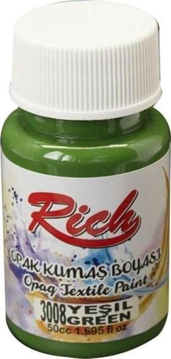Rich Opak Kumaş Boyası 50 cc. 3008 YEŞİL - Image 1