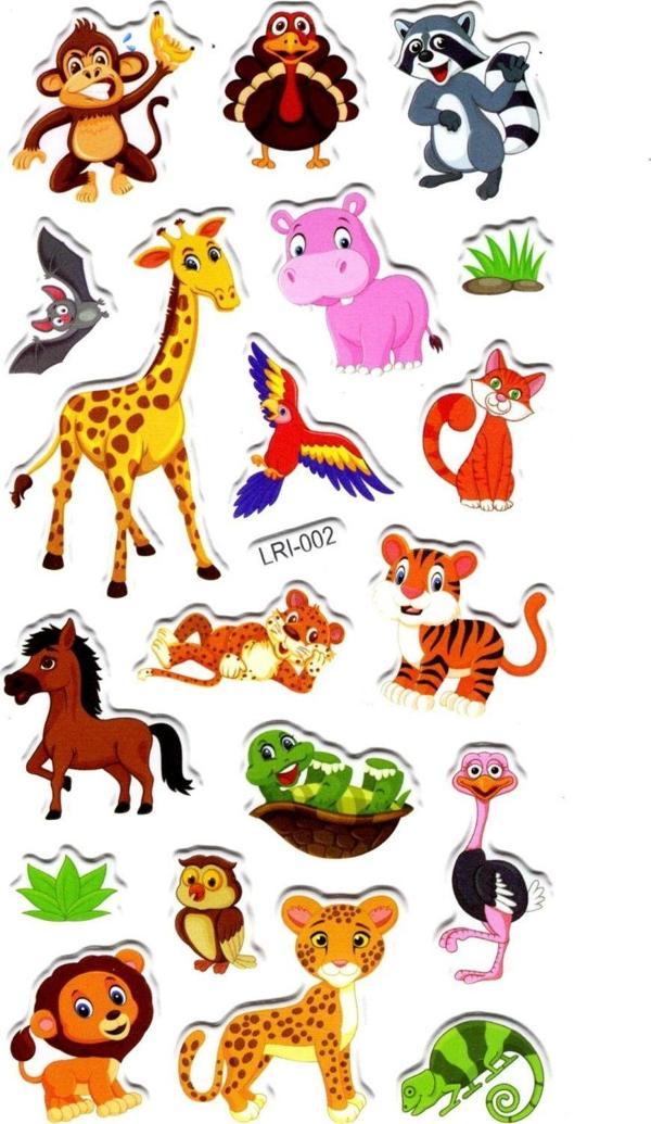 Sticker Kabartmalı Stiker Defter Planlayıcı Etiket (LRI002)-17x9 cm- Komik Hayvanlar - Image 1