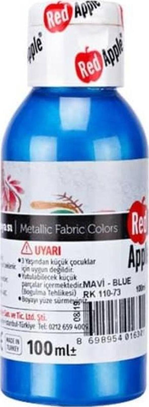 Red Apple Metalik Kumaş Boyası 100 ml Mavi - Image 1
