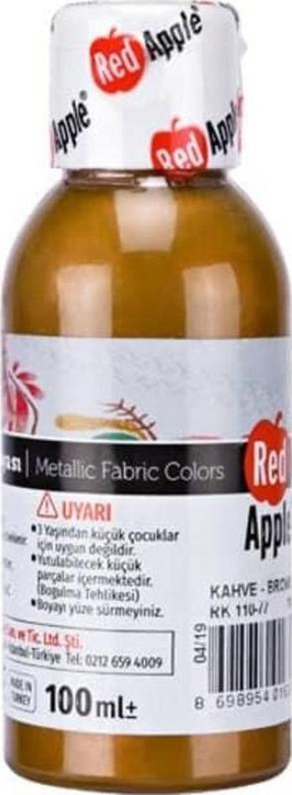 Red Apple Metalik Kumaş Boyası 100 ml Kahverengi - Image 1