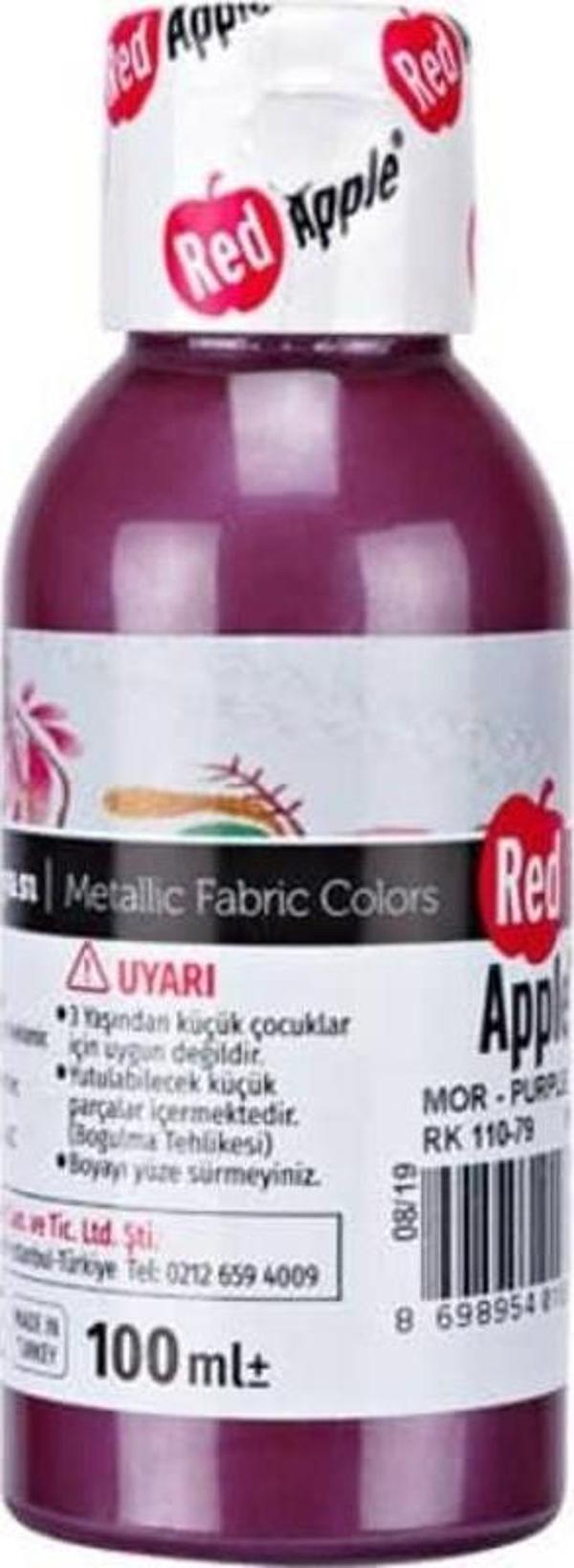 Red Apple Metalik Kumaş Boyası 100 ml Mor - Image 1