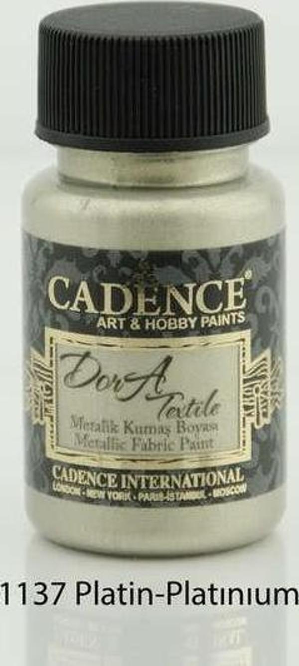 Cadence Dora Textile Metalik Kumaş Boyası 50 ml. 1137 PLATİN - Image 1