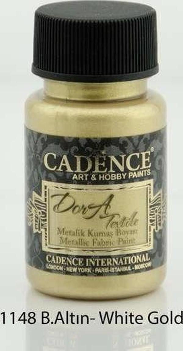 Cadence Dora Textile Metalik Kumaş Boyası 50 ml. 1148 BEYAZ ALTIN - Image 1
