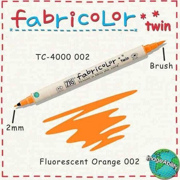 Zig Fabricolor Twin Çift Uçlu Kumaş Boyama Kalemi FLUORESCENT ORANGE - Image 1