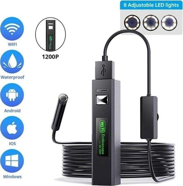 Apprise 8Leds Usb 10 Metre 1200P Wifili Endoskop Su Geçirmez Hd Yılan Kamera - Image 1