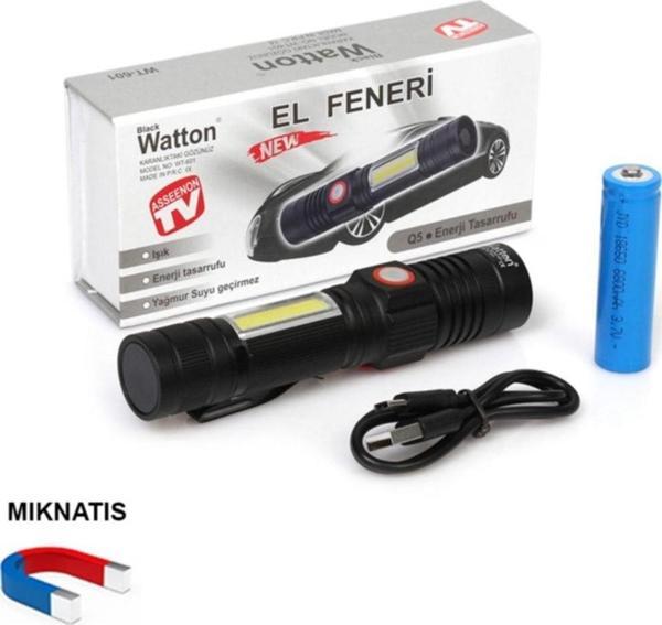 Watton Geniş Açılı P50 Led Şarjlı El Feneri Wt-601 - Image 1