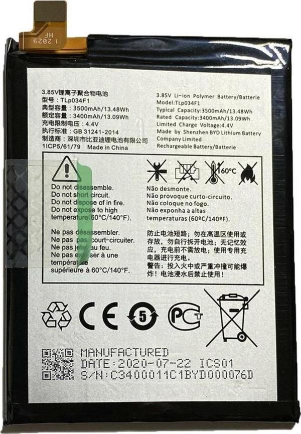 Vodafone Smart V10 / Alcatel 3 5053D Batarya Pil Tlp034F1 - Image 1
