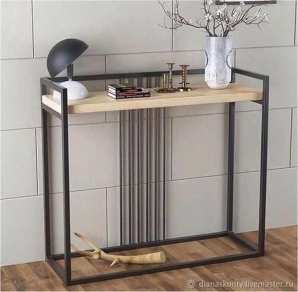 Modern Dresuar Ahşaplı Metal Dresuar Raflı Konsol - Image 1
