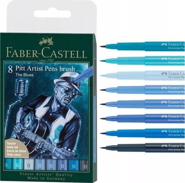 Faber-Castell 8 Pitt Artist Pen The Blues 167173 - Image 1