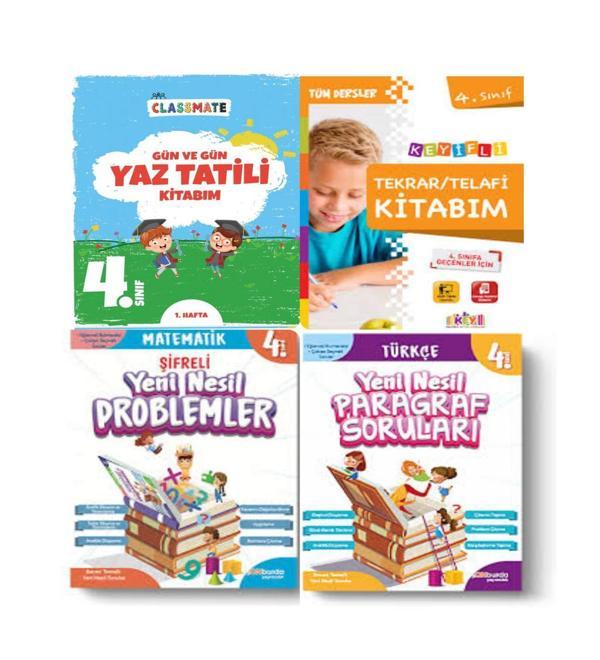 4. Sınıf Gün Gün Yaz Tatili Kitabım+Yeni Nesil Paragraf+ Matematik Soruları Ve Telafi Tekrar Kitabım - 5 Renk Yayınları - Image 1