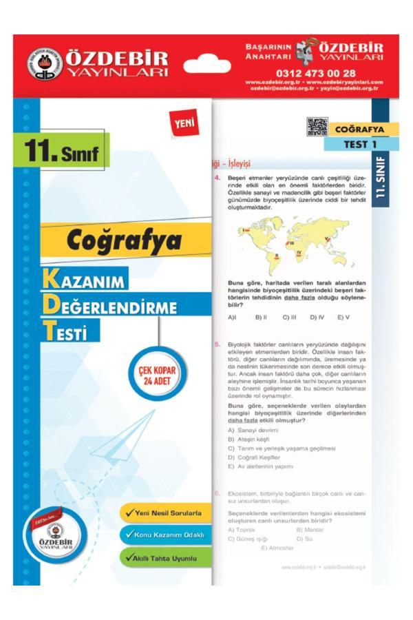 Özdebir Yayınları 11. Sınıf Çoğrafya Çek Kopar Yaprak Test - Özdebir Yayınları - Image 1