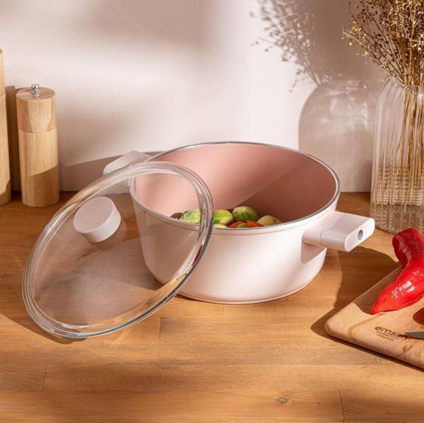 Emsan Swiss Crystal 20 cm Derin Tencere Pembe - Image 1