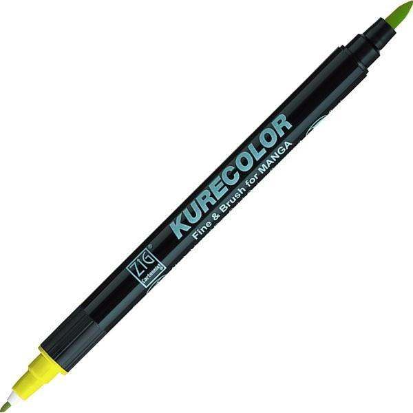 Zig Kurecolor Fine & Brush for MANGA Marker Çizim Kalemi 124 Yellow Green - Image 1