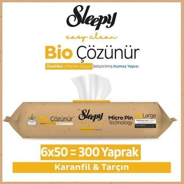 Sleepy Easy Clean Bio Çözünür Karanfil ve Tarçın Yüzey Temizlik Havlusu 6X50 (300 Yaprak) - Image 1