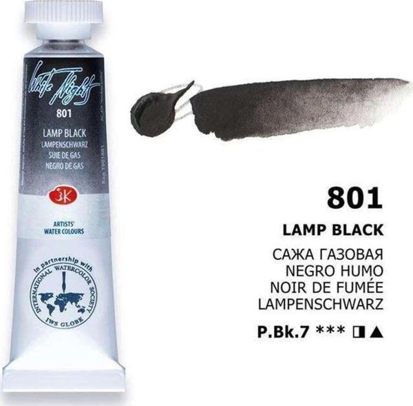 St. Petersburg White Nights Extra-Fine Tüp Sulu Boya 10 Ml Lamp Black 801 - Image 1