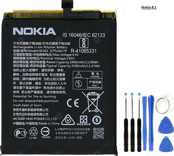 NOKİA 8.1-X7 Batarya Pil TA1119 HE363 ve Tamir Seti - Image 1