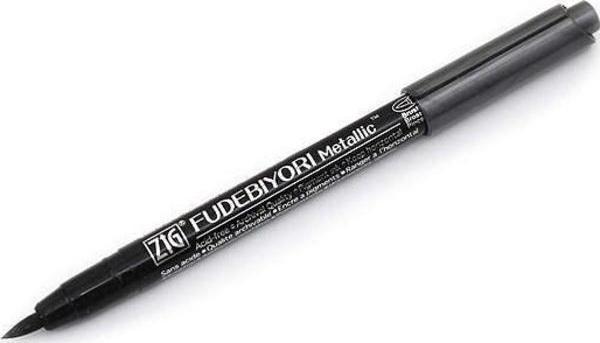 Zig Fudebiyori Metallic Brush Pen Yaldızlı Fırça Uçlu Marker Kalem BLACK - Image 1
