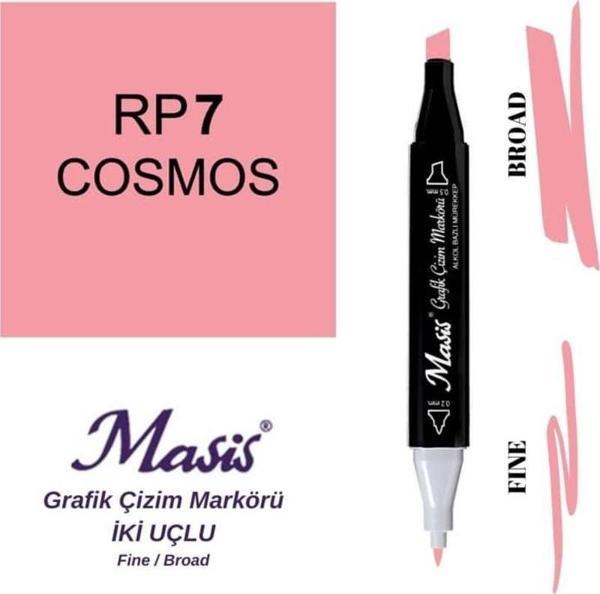 Masis Çift Uçlu Marker Grafik Çizim Kalemi 7 Kozmos Çiçeği - Image 1