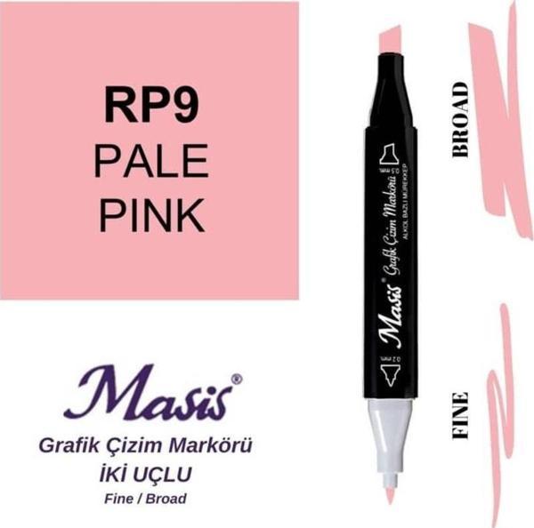 Masis Çift Uçlu Marker Grafik Çizim Kalemi 9 Açık Pembe - Image 1